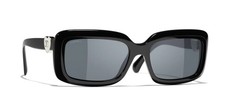 Chanel CH5520-A C501-S4 Black Rectangular Frame w Heart Dtl/Gray Lens Sunglasses