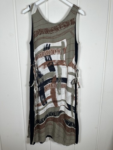 Vintage Collection Tunic Dress Womens Large Brown Lagenlook Side Ties Linen Blen - Bild 9 von 12