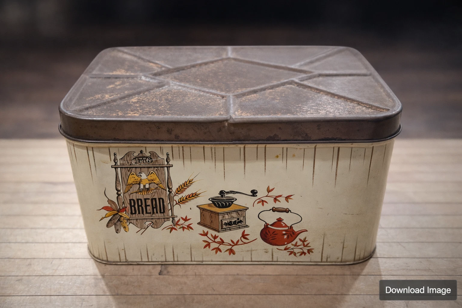 Metal Bread Box Kitchen Storage Tin Wheat Coffee Mill Americana Motif
Opens in a new window or tab