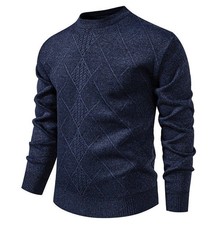 Men Fashionable Solid-Color Crew Neck Knit Sweater   