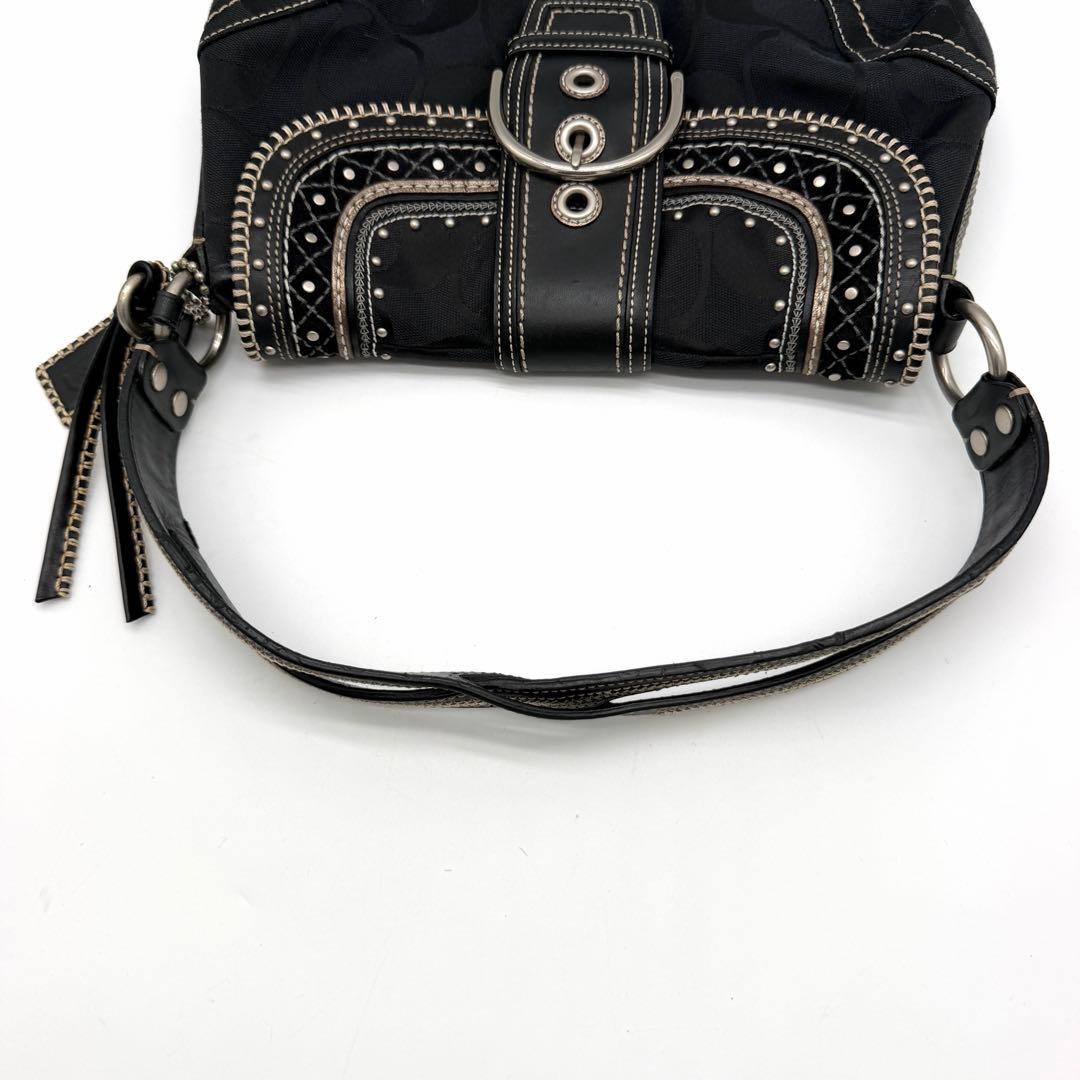 Rare COACH Soho Studded Signature Hobo Bag Black Y2K … - Gem