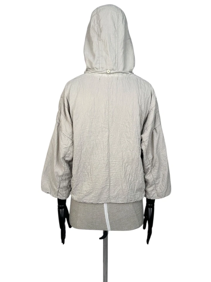 TRANSIT PAR SUCH Silk Crop Hooded Ivory Zip Jacket size 2 - Image 2 of 4