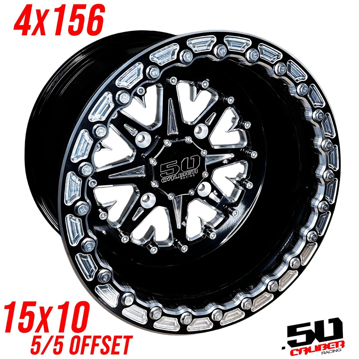 50 Caliber Racing 502 15x10 Beadlock Wheel 4x156 Polaris RZR