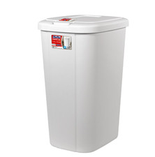 Hefty 13.3 Gallon Kitchen Trash Can Touch Top Push Button Lid White