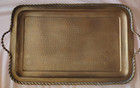 Vintage Hammerded Brass Hand Tooled Decorative Tray — photo 1