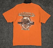 Vintage Harley Davidson Shirt Large Orange Mechanic Shop Motorcycle Biker Ohio