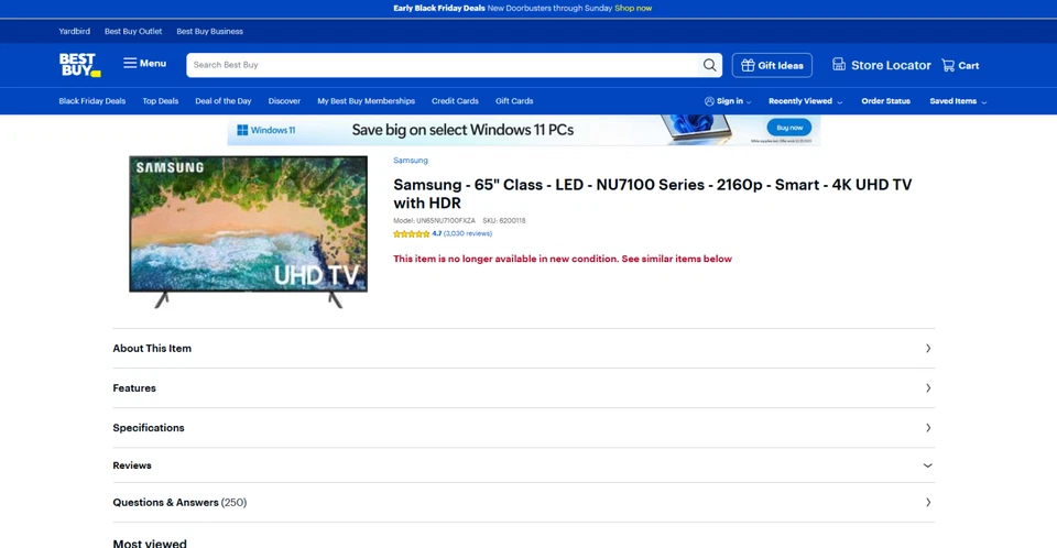 Samsung - 65" Class - LED - NU7100 Series - 2160p - Smart - 4K UHD TV with HDR - Image 4 of 4