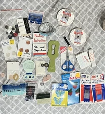 Vintage Sewing Supplies Lot Miscellaneous Items Buttons Needles patches scissors