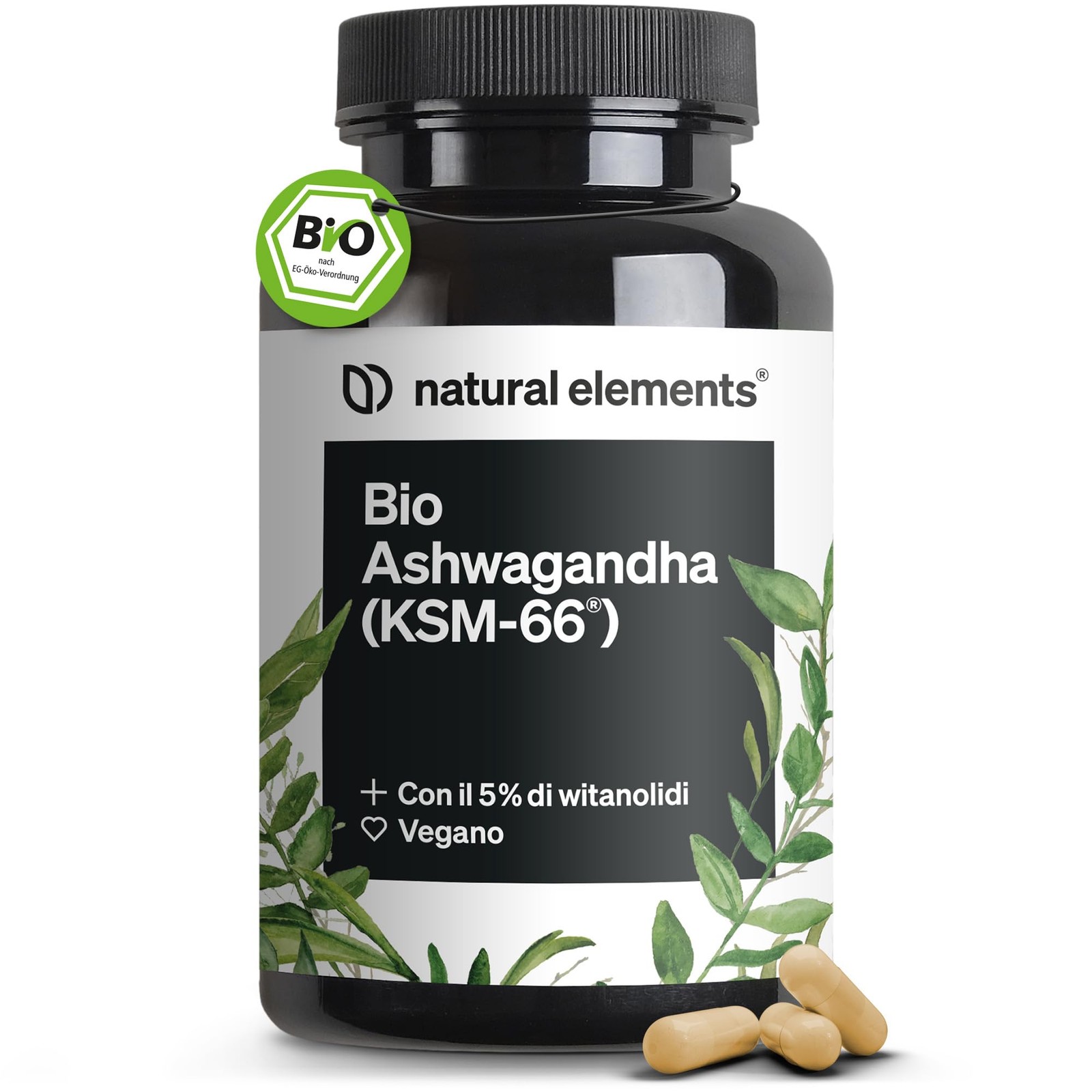 Ashwagandha KSM 66 Bio Alto Dosaggio 180 Capsule - Qualità Farmaceutica