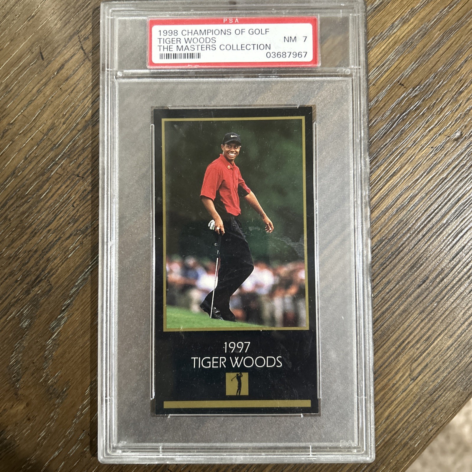 1998 Champions of Golf Masters Collection Tiger Woods Gold Foil PSA 7 view 4
