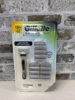 Gillette Skinguard Razor with Aloe Sensitive Skin w/ 13 refill Cartridges Blade
