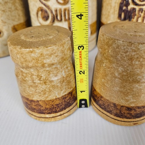1970's Pottery Craft Stoneware Canister Set of 4 & Salt/Pepper Shakers Vintage - Picture 6 of 23
