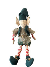 Vintage Handmade Elf Folk Art Cloth Doll Long-legged Christmas Decor Jingle Bell