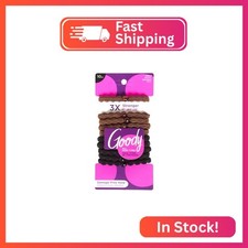 Goody Ouchless Forever Hair Elastics, 10 Ct, Brown Black, 6MM, Damage-Free, 3X