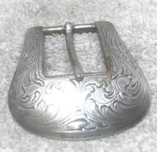 Silver Western Engraved Swirling Replacement Belt Buckle Good Usable Shape
