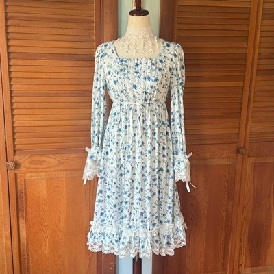 Bodyline J-fashion Gyaru Fairycore Kawaii Dolly White & Blue Floral Dress 2L XL