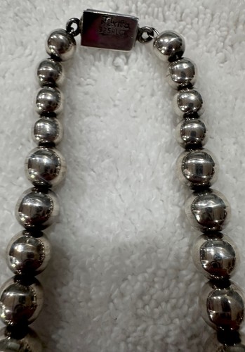 vintage sterling silver 925 Graduated Bead 19" Long 90 Grams Mexico Statement - Picture 2 of 11