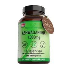 365 x Ashwagandha 1000mg Per Tablet | 1 Year Supply of High Strength Vegan Table