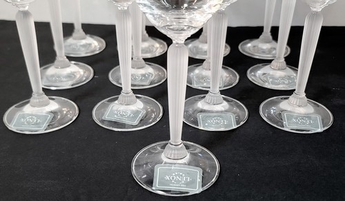 13 Lenox Federal Platinum Wine Goblets / Glasses Frosted Stem - 13 Never Used - Picture 4 of 7