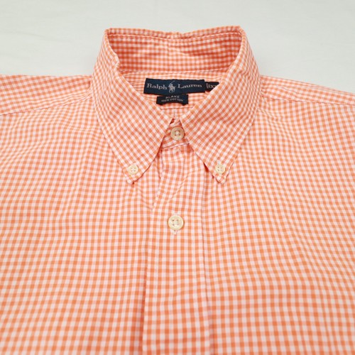 Ralph Lauren Vintage Men's Orange White Gingham Check Blake Button Up size XL - Picture 4 of 10