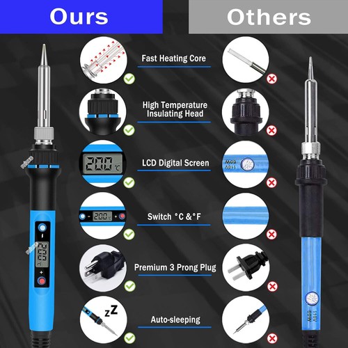 80W Electric Soldering Iron Welding Gun Tool Kit Solder Wire Desoldering Pump US - Picture 5 of 24