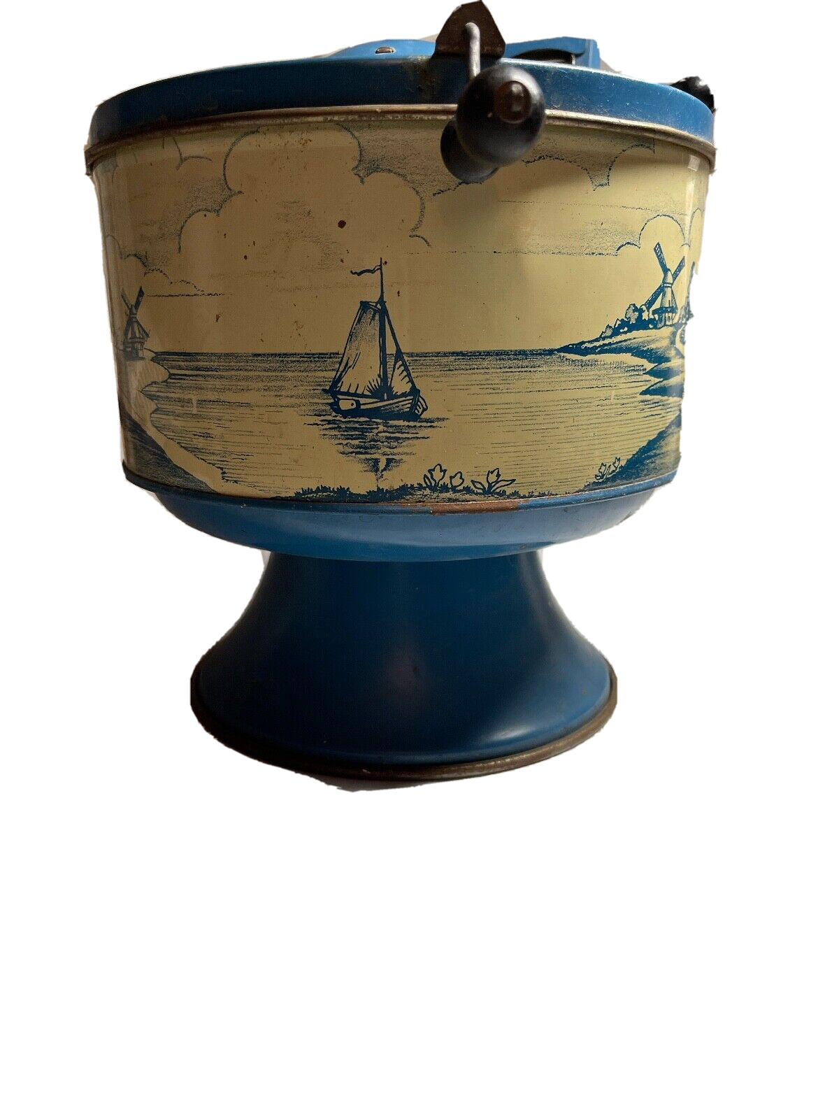 Antique Working Child's Toy Wringer Washing Machine Dutch Blue