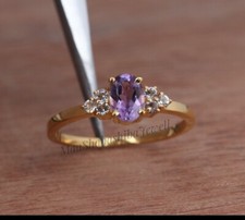 Genuine Amethyst Engagement Ring Amethyst Ring 925 Sterling Silver Promise Ring