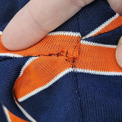 Vintage 80s Fighting Illini Knit Polo Shirt Striped University Of IL Large Thin - Picture 5 of 9