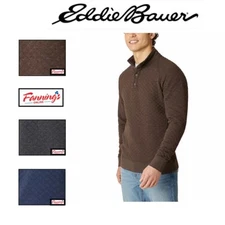 Eddie Bauer Men’s Ribbed Fleece Pullover Snap Front Top | E51