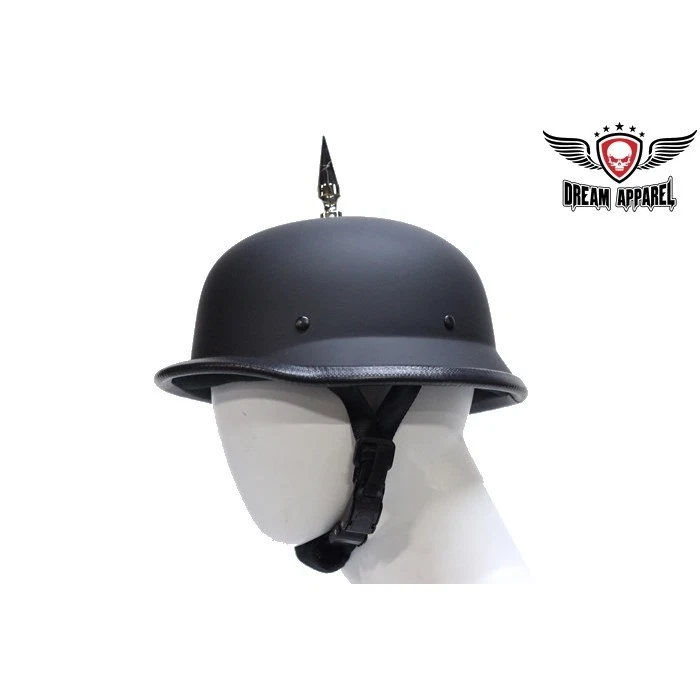 Flat Black GERMAN SPIKE Novelty Motorcycle Half Helmet Cruiser