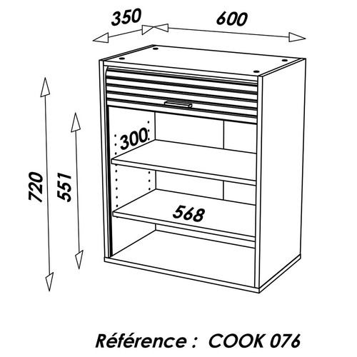 SIMMOB Küchenschrank Schrank Oberschrank Hängeschrank mit Rollladentür B 60 cm - Bild 5 von 18