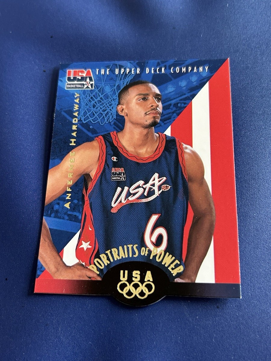 NBA ハーダウェイ 直筆サイン入り大判カード UPPER DECK UDA 1996 Upper Deck USA Basketball Portraits Of Power #49 Anfernee