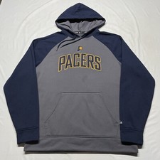 Adidas Indiana Pacers Hoodie Men’s Large NBA Basketball Gray Blue Pullover Logo