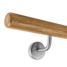Handlauf-Set Eiche Ø 45mm mit Haltern aus Edelstahl, Länge: 50 - 400 cm