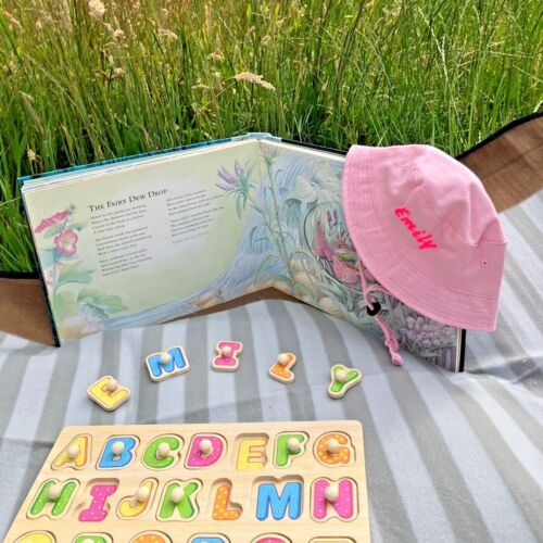 Personalised Name Baby Sun Hat Boy Girl, Custom Bucket Hat with Chin Strap 0-18m - Picture 3 of 53