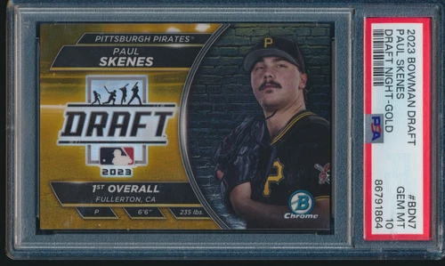 PSA 10 PAUL SKENES 2023 Bowman Chrome Draft Night GOLD REFRACTOR/50 RC GEM MINT