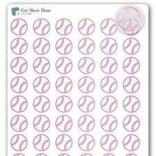 Baseball Planner Sticker / 54 Gold Foil Transparent Vinyl (1/2”)/Sports Exe...