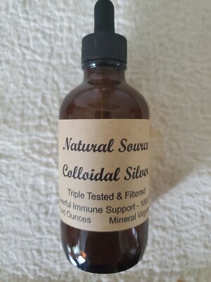 (6) Natural Source Ultra Colloidal Silver 1000 PPM - 4oz Glass Dropper Bottles
