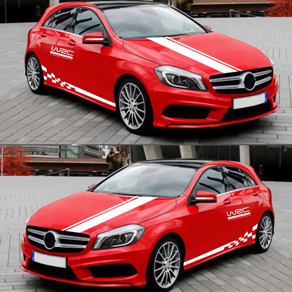 5Pcs Car Hood Side Body Vinyl Decal Stickers Race Car Sports Long Stripe Decals - Image 2 of 4