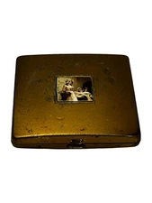 Yardley London Powder Compact Lavender Seller Logo 1950s Puff Signed Vintage