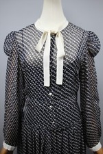 DOLCE&GABBANA Navy blue Silk Fit & Flare  in Anchors Dress Sz S/38