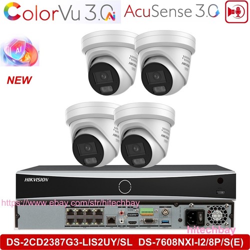 Hikvision 8MP Ai ColorVu 3.0 DS-2CD2387G3-LIS2UY/SL Camera 8CH 8PoE 4K NVR Lot - Picture 18 of 21
