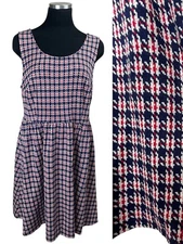 Modcloth Dress Women XL Academia Plaid Sleeveless Houndstooth Fit Flare