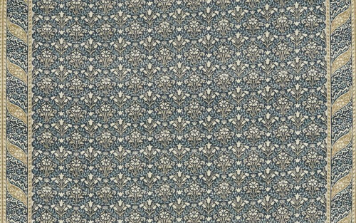 WILLIAM MORRIS CURTAIN FABRIC Bellflowers 0.40 METRE INDIGO/SAGE 100% LINEN - Picture 7 of 8