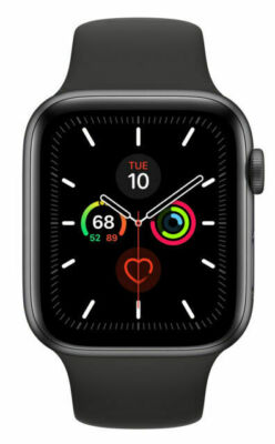 Apple Watch Series 5 44mm Space Grau Aluminiumgehäuse mit Schwarz 