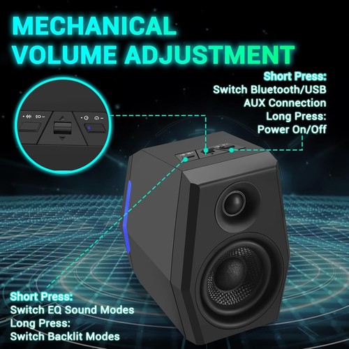 Versatile 36W Bluetooth Gaming Speakers with Adjustable EQ & RGB Backlighting - 第 7/9 張圖片