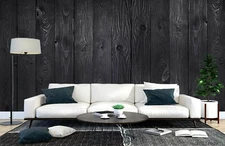3D Black Wooden Wallpaper Wall Mural Removable Self-adhesive Sticker 509