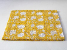 Indian Hand Block Yellow Floral Cotton Fabric Natural Dress Sewing Crafts 5 Yard