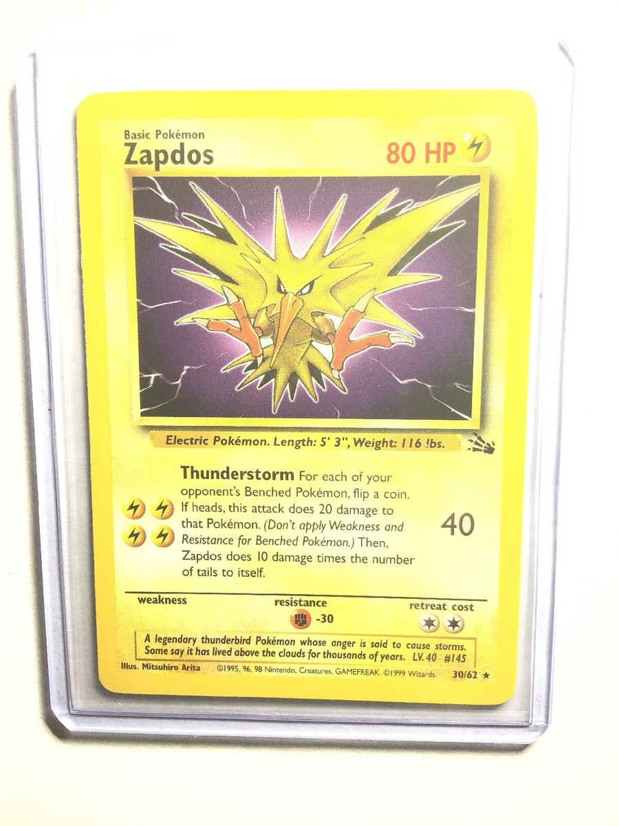 ZAPDOS - 30/62 - Fossil - Rare - Pokemon Card - NM ZAPDOS - 30/62 - Fossil - Rare - Pokemon Card - NM
