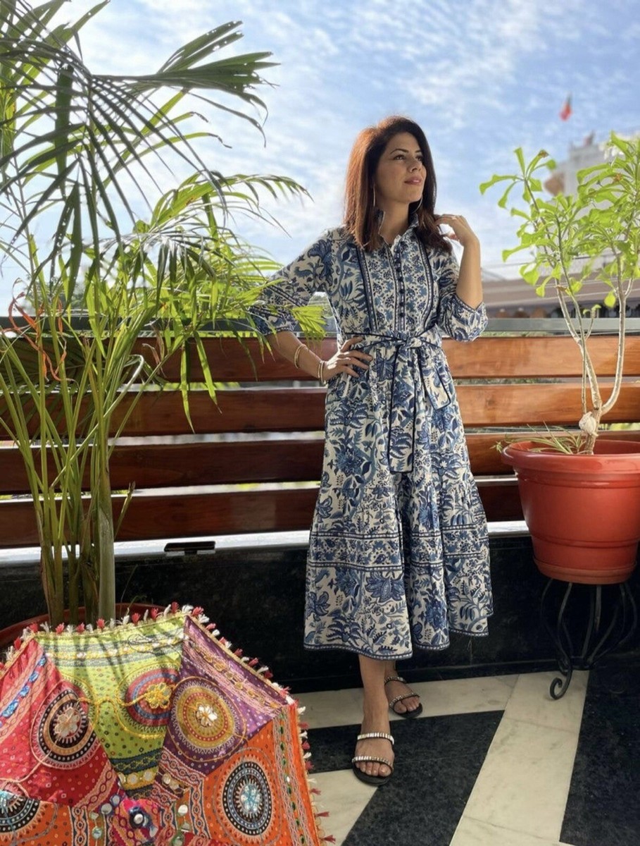 Hand Block Printed Dress | Summer Midi Dress | Summer Cotton Hand Block Printed Dress | Summer Midi Dress | Summer Cotton